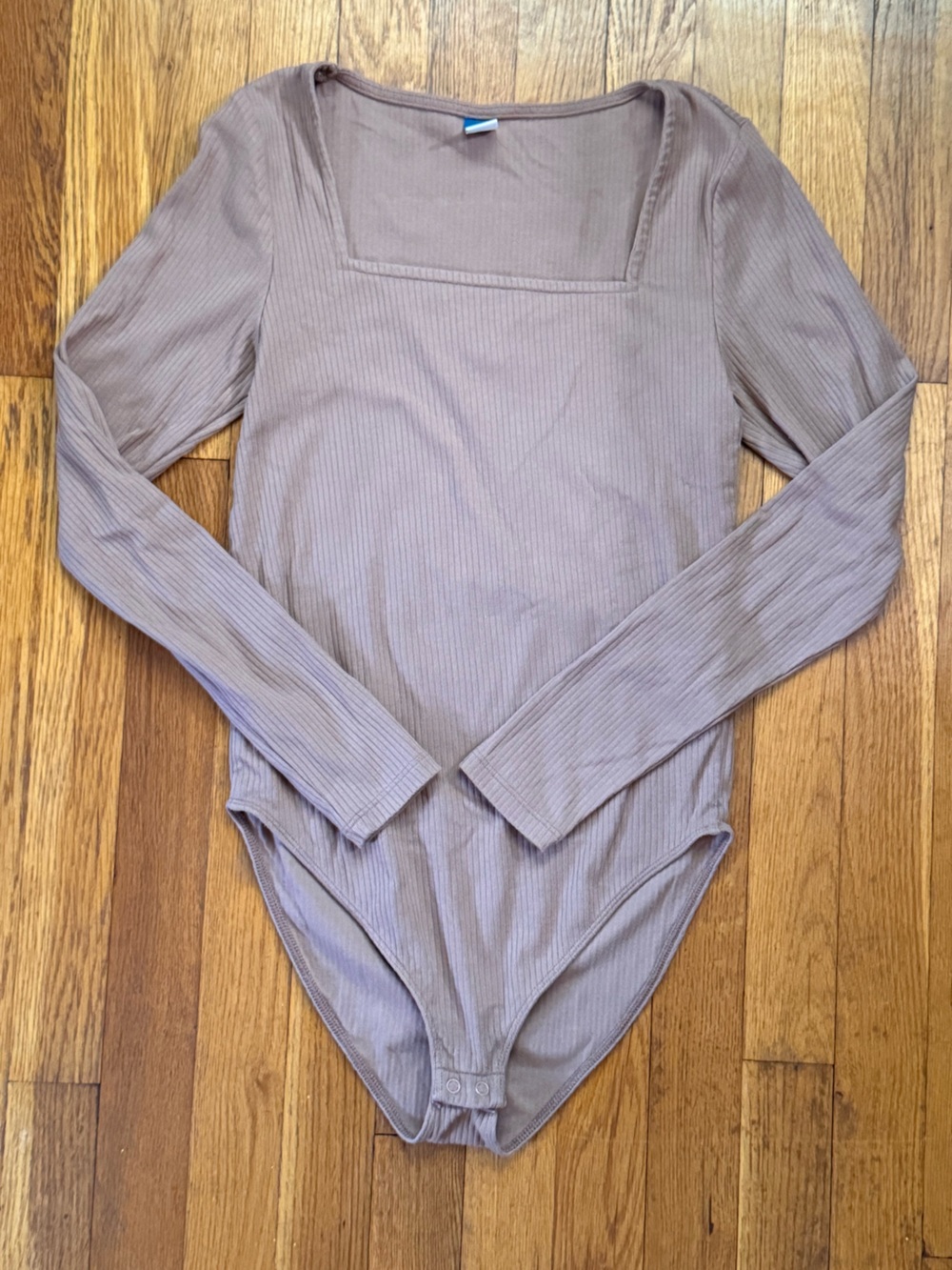 Old Navy Taupe Ribbed Long Sleeve One-Piece Bodysuit